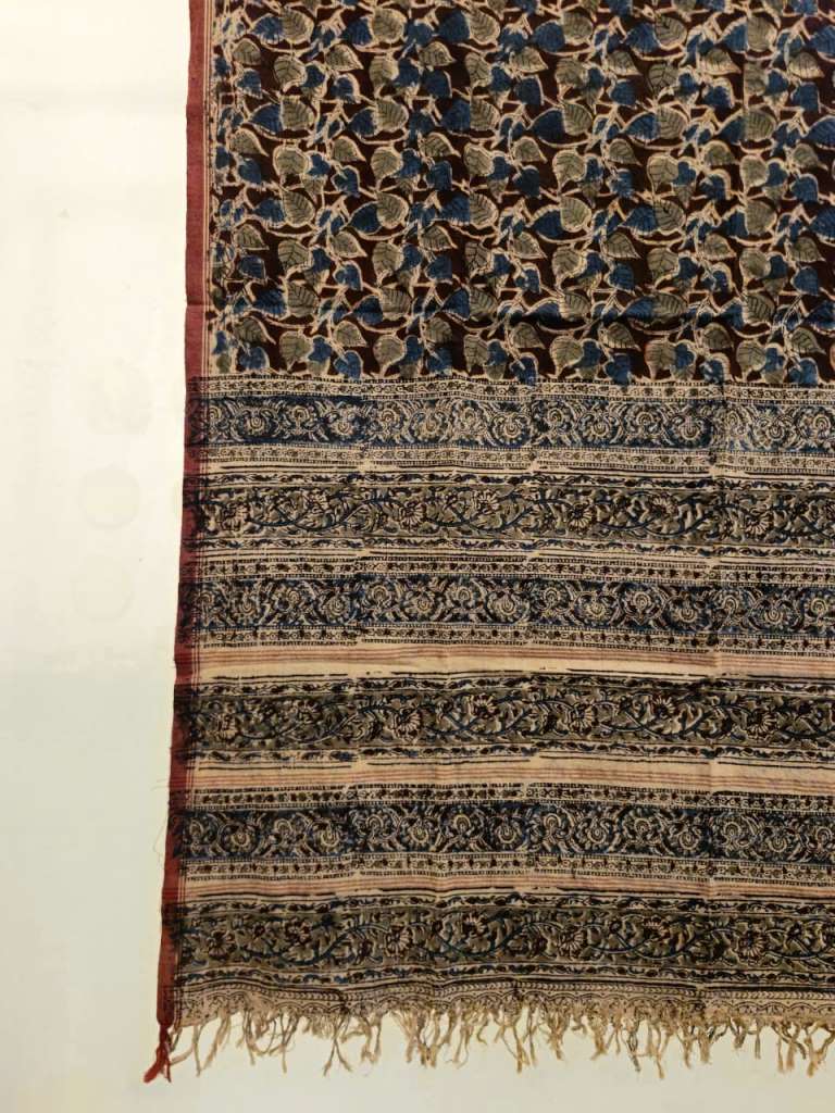 KALAMKARI DUPATTA :INDIGO BLUE:OLIVE GREEN :BROWN