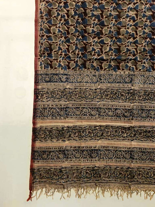 KALAMKARI DUPATTA :INDIGO BLUE:OLIVE GREEN :BROWN
