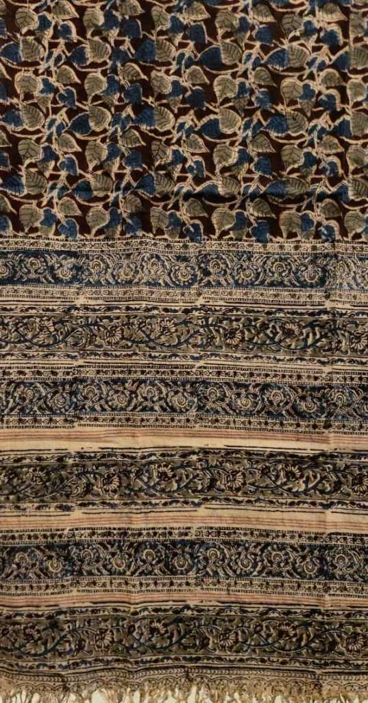 KALAMKARI DUPATTA :INDIGO BLUE:OLIVE GREEN :BROWN