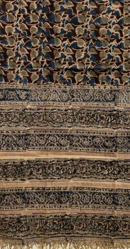 KALAMKARI DUPATTA :INDIGO BLUE:OLIVE GREEN :BROWN
