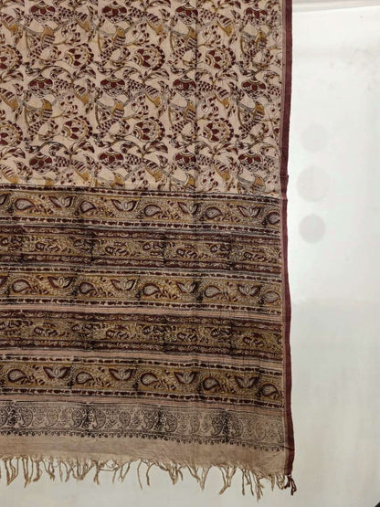 KALAMKARI DUPATTA : MADDER:ANAR YELLOW:BLACK