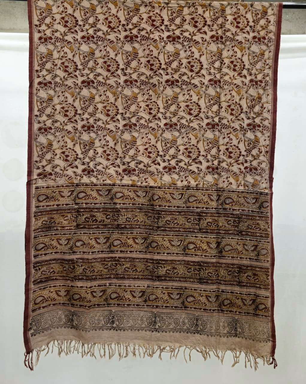 KALAMKARI DUPATTA : MADDER:ANAR YELLOW:BLACK