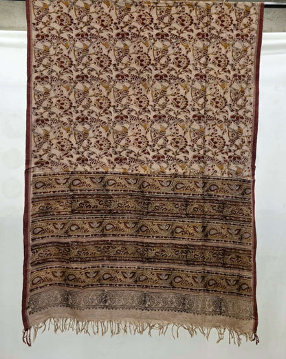 KALAMKARI DUPATTA : MADDER:ANAR YELLOW:BLACK