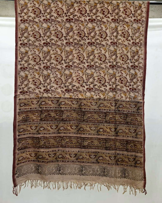 KALAMKARI DUPATTA : MADDER:ANAR YELLOW:BLACK