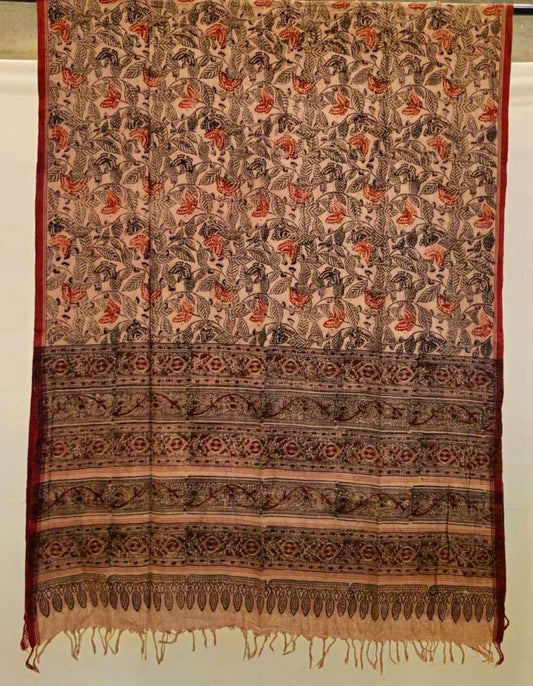 KALAMKARI DUPATTA :  BLACK : OLIVE : BEIGE