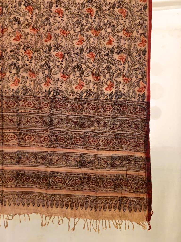 KALAMKARI DUPATTA :  BLACK : OLIVE : BEIGE