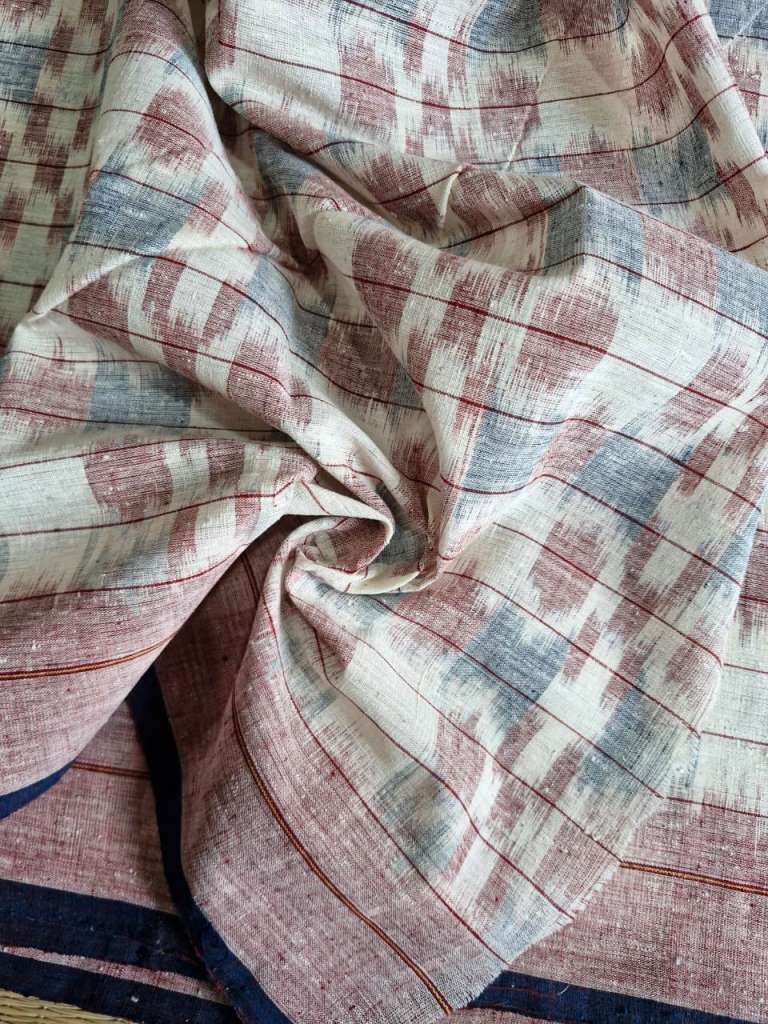 ORGANIC WEFT IKAT :ANAR :KATHA: KORA : MADDER : INDIGO BLUE