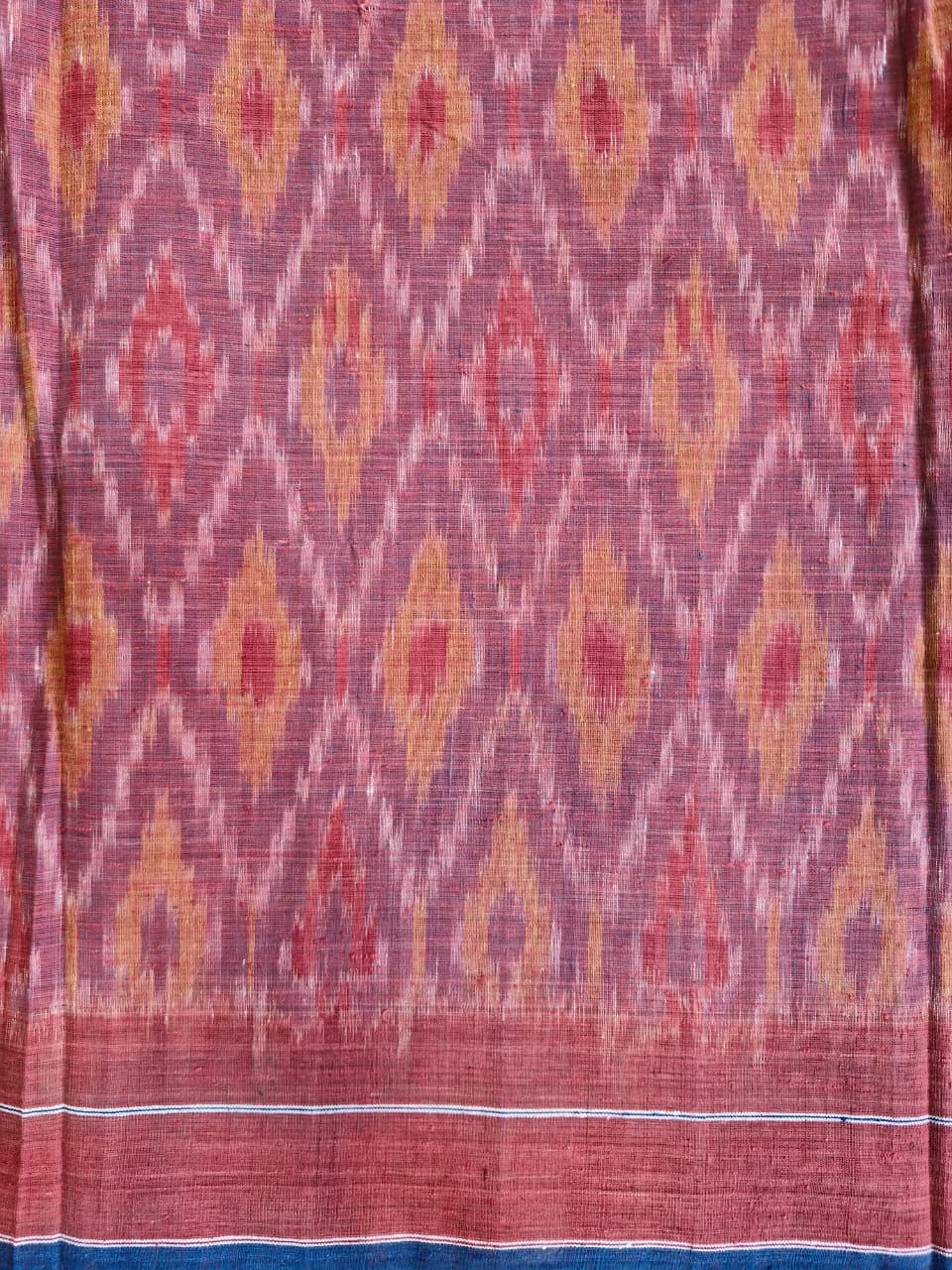 ORGANIC WEFT IKKATH  :LIGHT INDIGO :ANAR YELLOW:MANJISTA: KORA