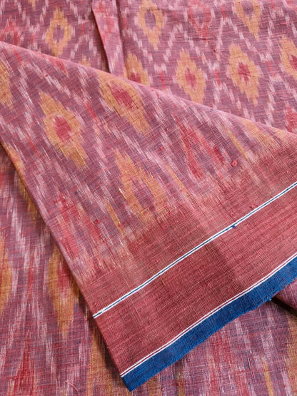 ORGANIC WEFT IKKATH  :LIGHT INDIGO :ANAR YELLOW:MANJISTA: KORA