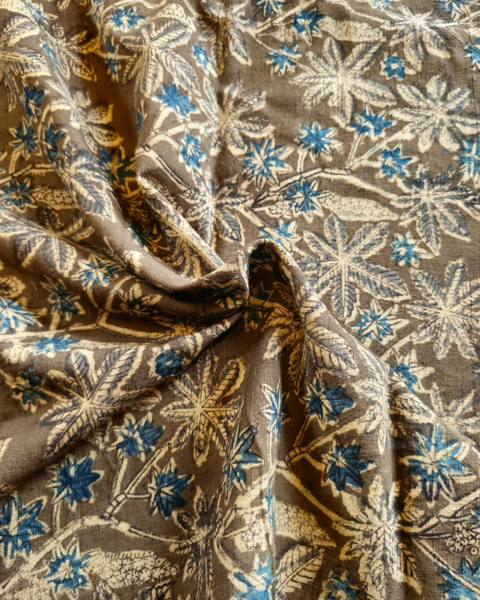 KALAMKARI : OLIVE GREEN :ANAR YELLOW :DARK INDIGO