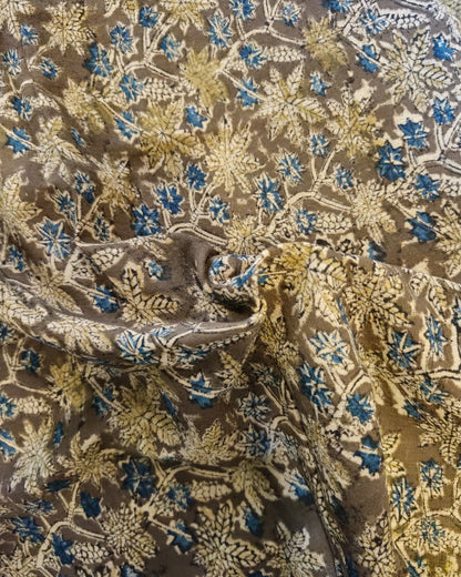 KALAMKARI : OLIVE GREEN :ANAR YELLOW :DARK INDIGO