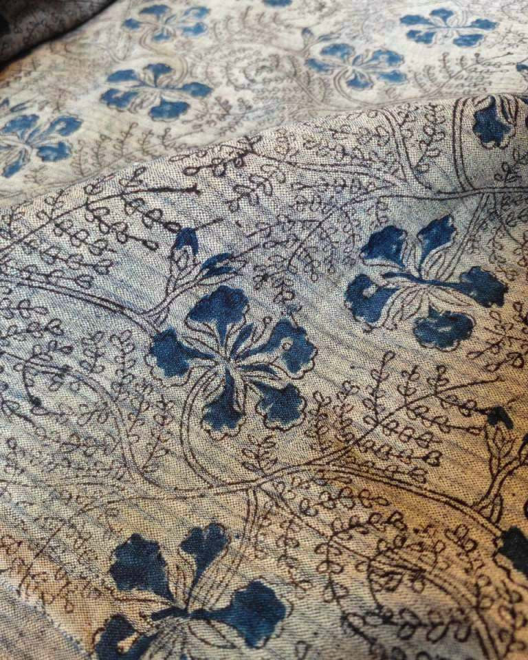 KALAMKARI :INDIGO BLUE :BLACK