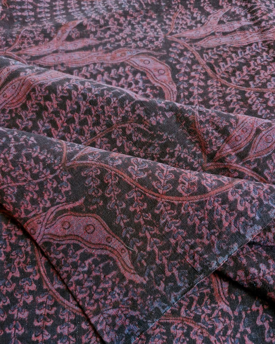 KALAMKARI ::INDIGO :BLACK: ALIZARIN RED:KATHA BROWN
