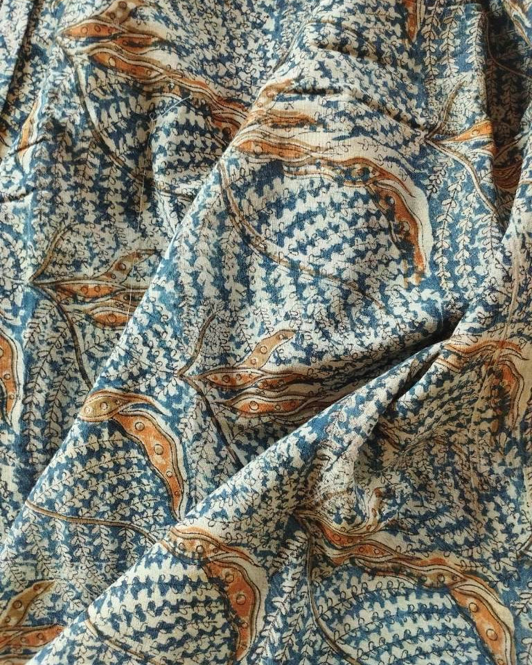 KALAMKARI :INDIGO BLUE:ANAR:BLACK