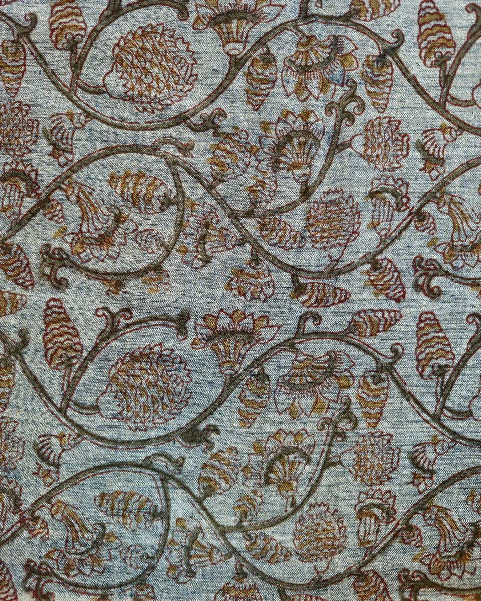 KALAMKARI :OLIVE GREEN:KATHA BROWN:INDIGO:KORA