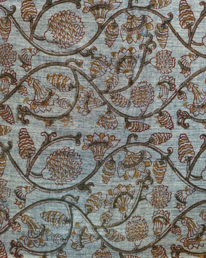 KALAMKARI :OLIVE GREEN:KATHA BROWN:INDIGO:KORA