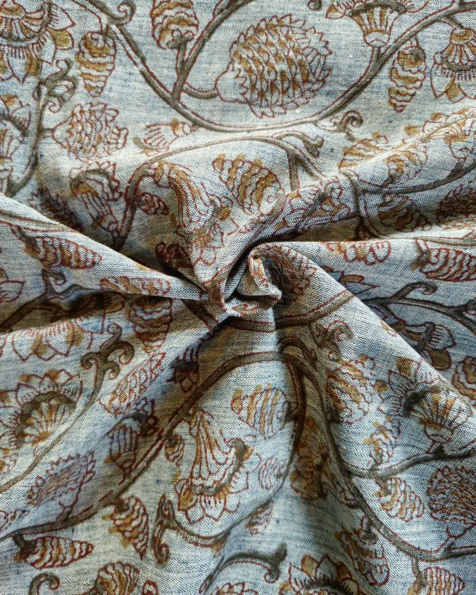 KALAMKARI :OLIVE GREEN:KATHA BROWN:INDIGO:KORA