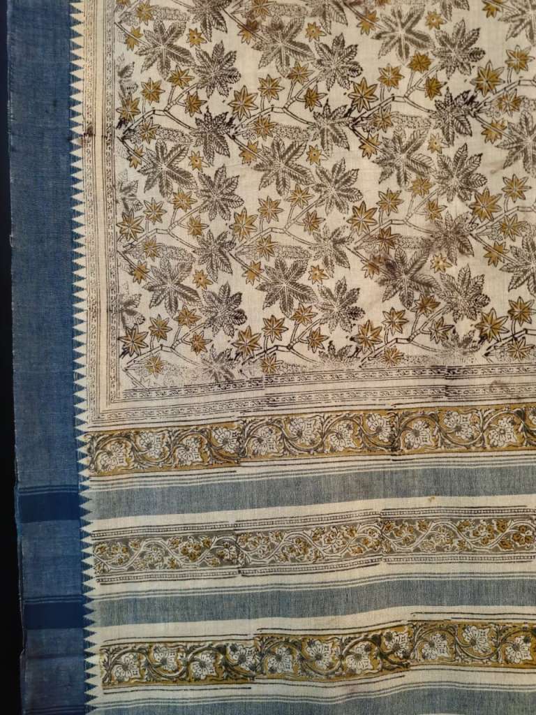 KALAMKARI SAREE : ANAR YELLOW :OLIVE GREEN:BLACK