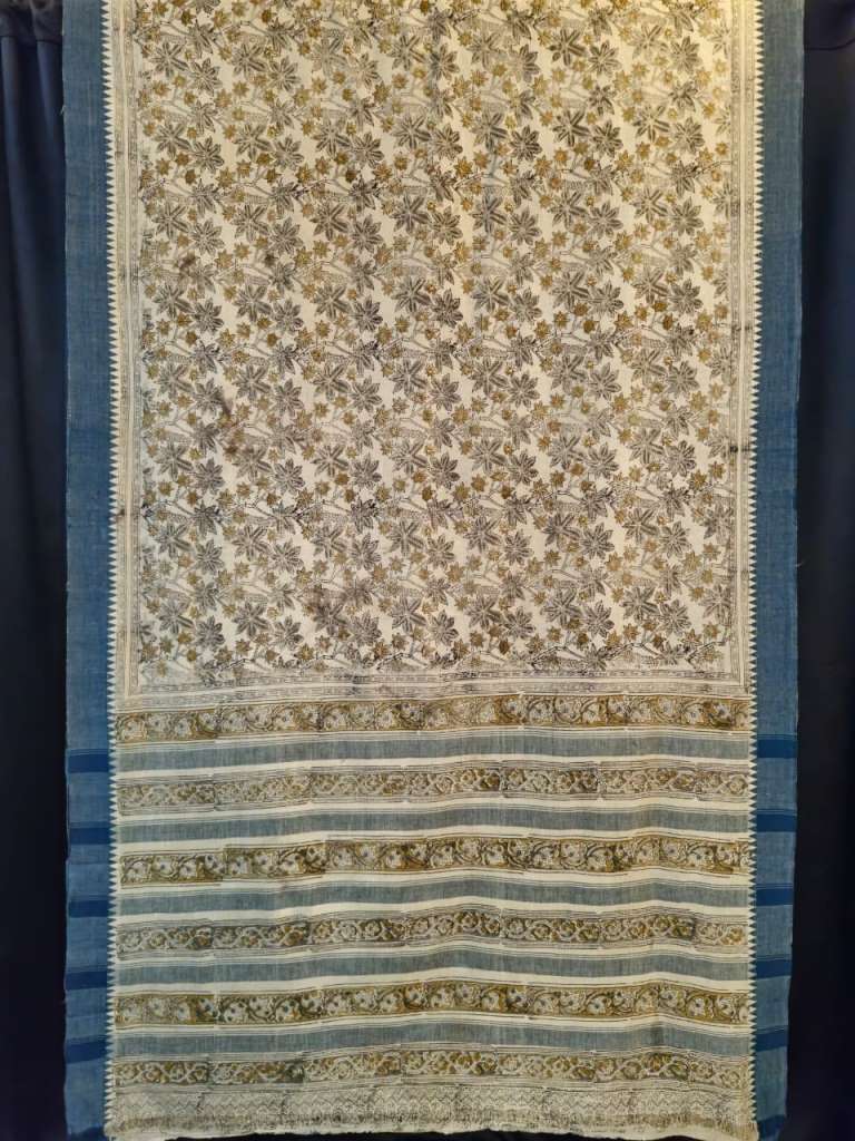 KALAMKARI SAREE : ANAR YELLOW :OLIVE GREEN:BLACK