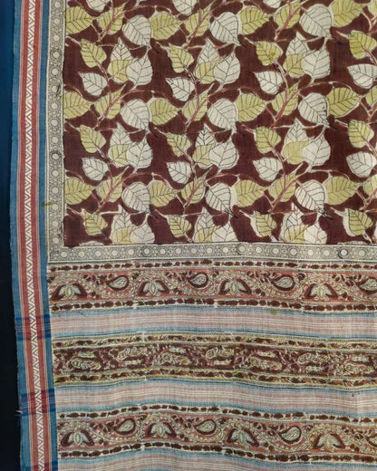 KALAMKARI SAREE :KATHA BROWN:ANAR YELLOW:BLACK:MANJISTHA