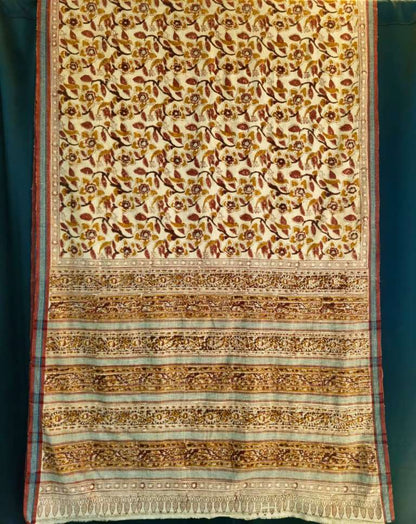 KALAMKARI SAREE :ANAR YELLOW :MANJISTA:KATHA BROWN