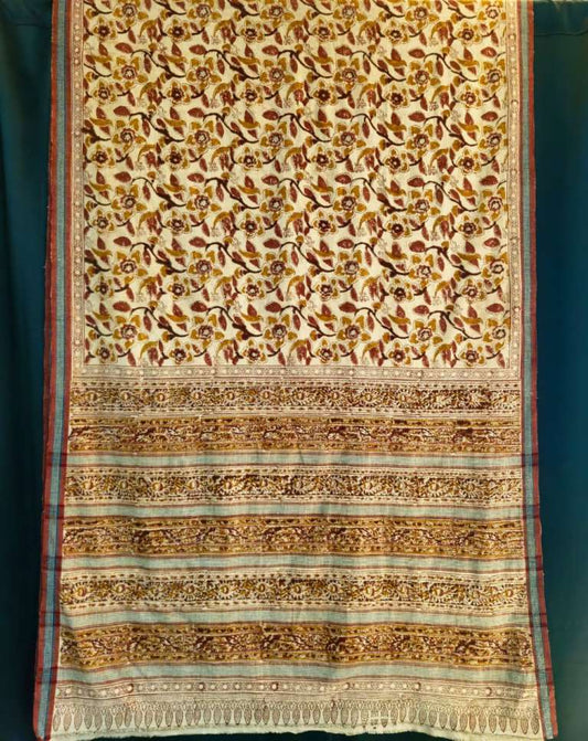 KALAMKARI SAREE :ANAR YELLOW :MANJISTA:KATHA BROWN