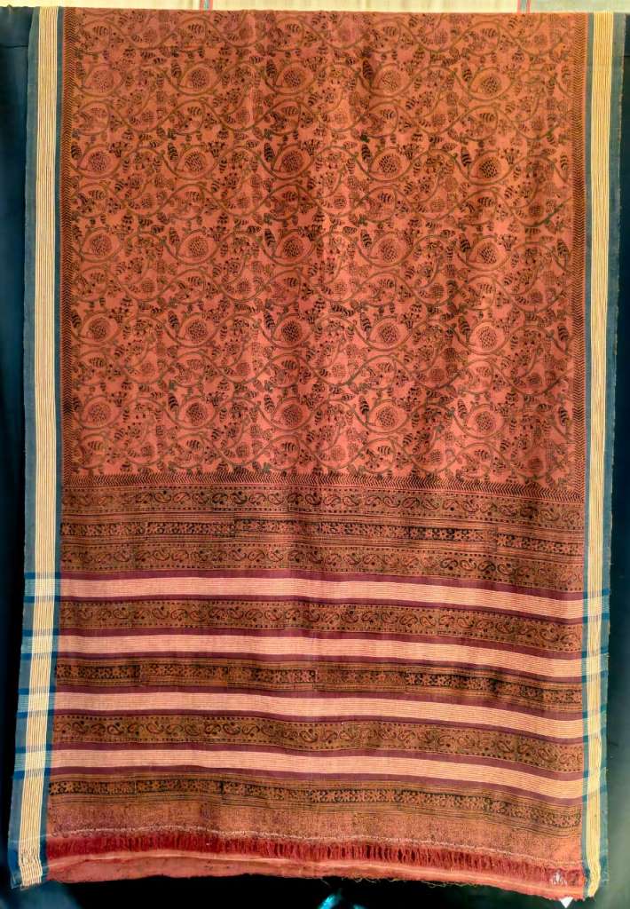 KALAMKARI SAREE :KATHA BROWN:LIGHT MEHANDI GREEN:BLACK