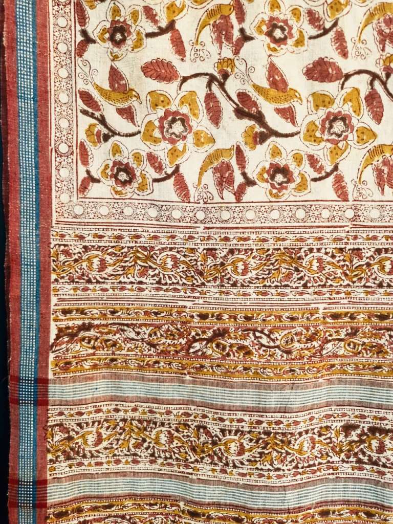 KALAMKARI SAREE :ANAR YELLOW :MANJISTA:KATHA BROWN