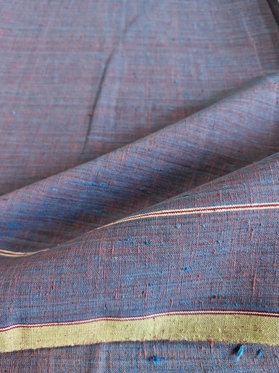 ORGANIC CROSS COLOUR FABRIC : MANJISTA : LIGHT INDIGO WITH BORDER