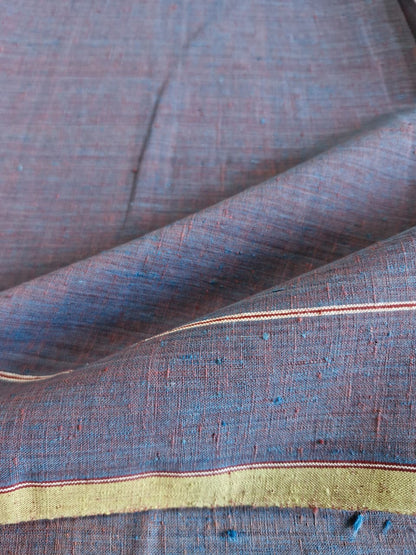 ORGANIC CROSS COLOUR FABRIC : MANJISTA : LIGHT INDIGO WITH BORDER