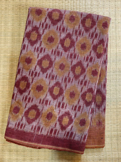 ORGANIC WEFT IKKATH  : ANAR YELLOW : KATHA BROWN