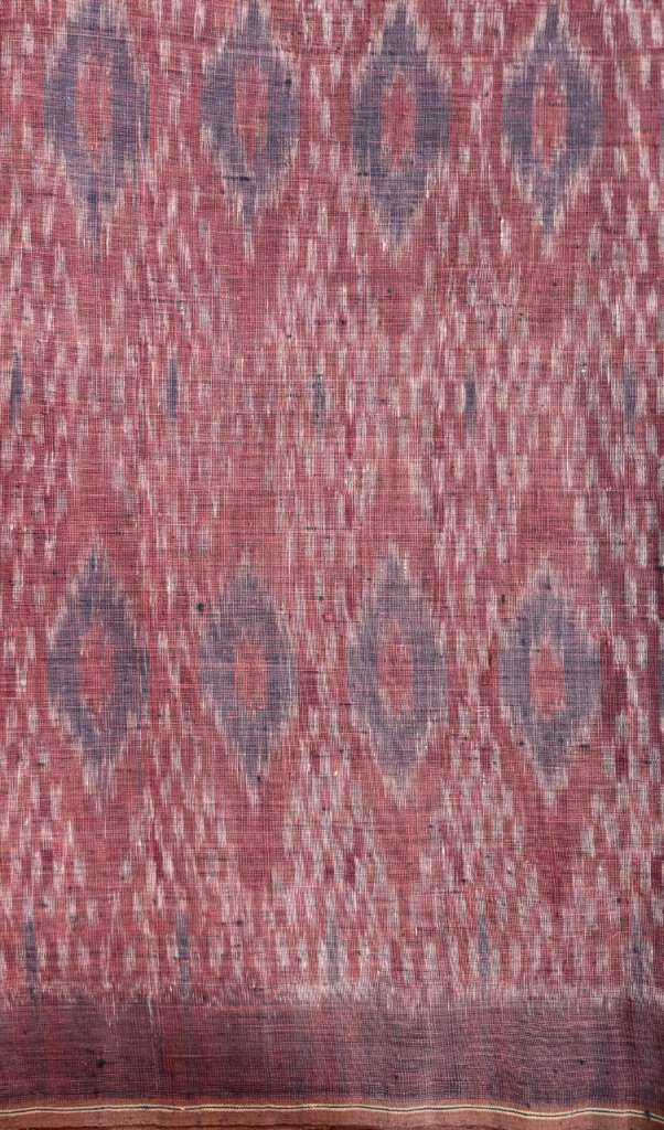 ORGANIC WEFT IKKATH  :KATHA ; OLIVE GREEN :LIGHT INDIGO :KORA