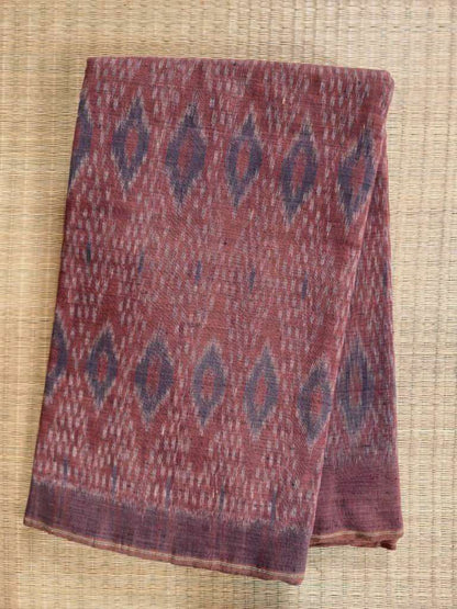 ORGANIC WEFT IKKATH  :KATHA ; OLIVE GREEN :LIGHT INDIGO :KORA