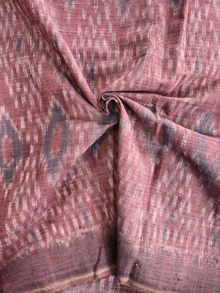 ORGANIC WEFT IKKATH  :KATHA ; OLIVE GREEN :LIGHT INDIGO :KORA