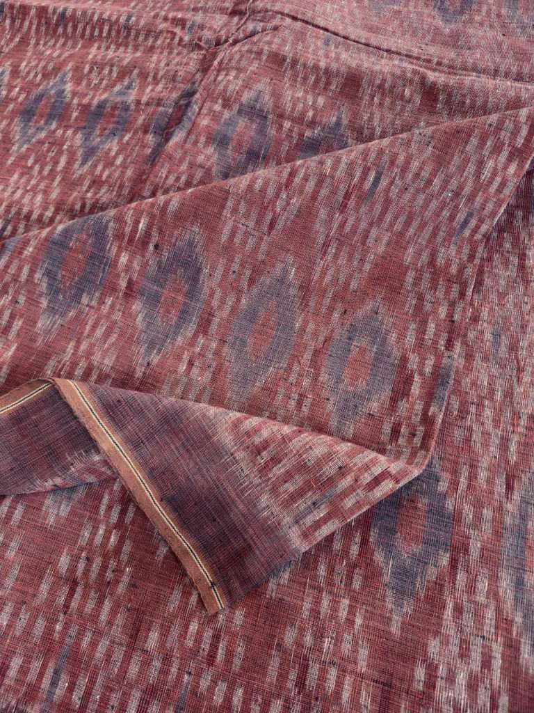 ORGANIC WEFT IKKATH  :KATHA ; OLIVE GREEN :LIGHT INDIGO :KORA