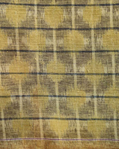 ORGANIC WEFT IKKATH  : ANAR YELLOW :DEEP INDIGO: KORA