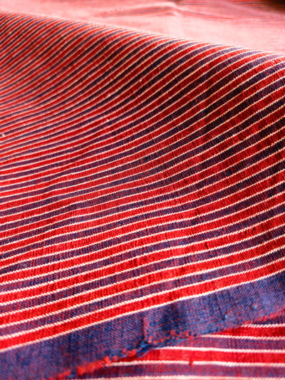 GEOMETRIC FABRIC : ALIZARI RED :DARK INDIGO : KORA