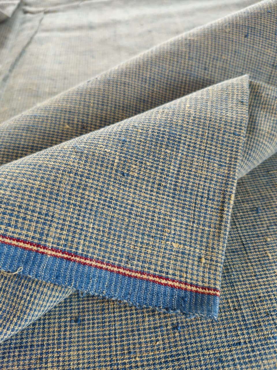 MICRO CHECKS ORGANIC : DARK INDIGO:ANAR YELLOW