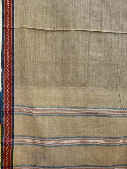 CROSS COLOUR SAREE :  BROWN:KORA