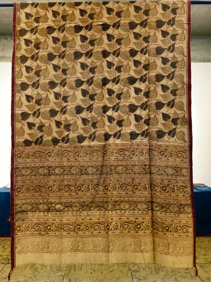 KALAMKARI DUPATTA : ANAR: OLIVE GREE:MADDER