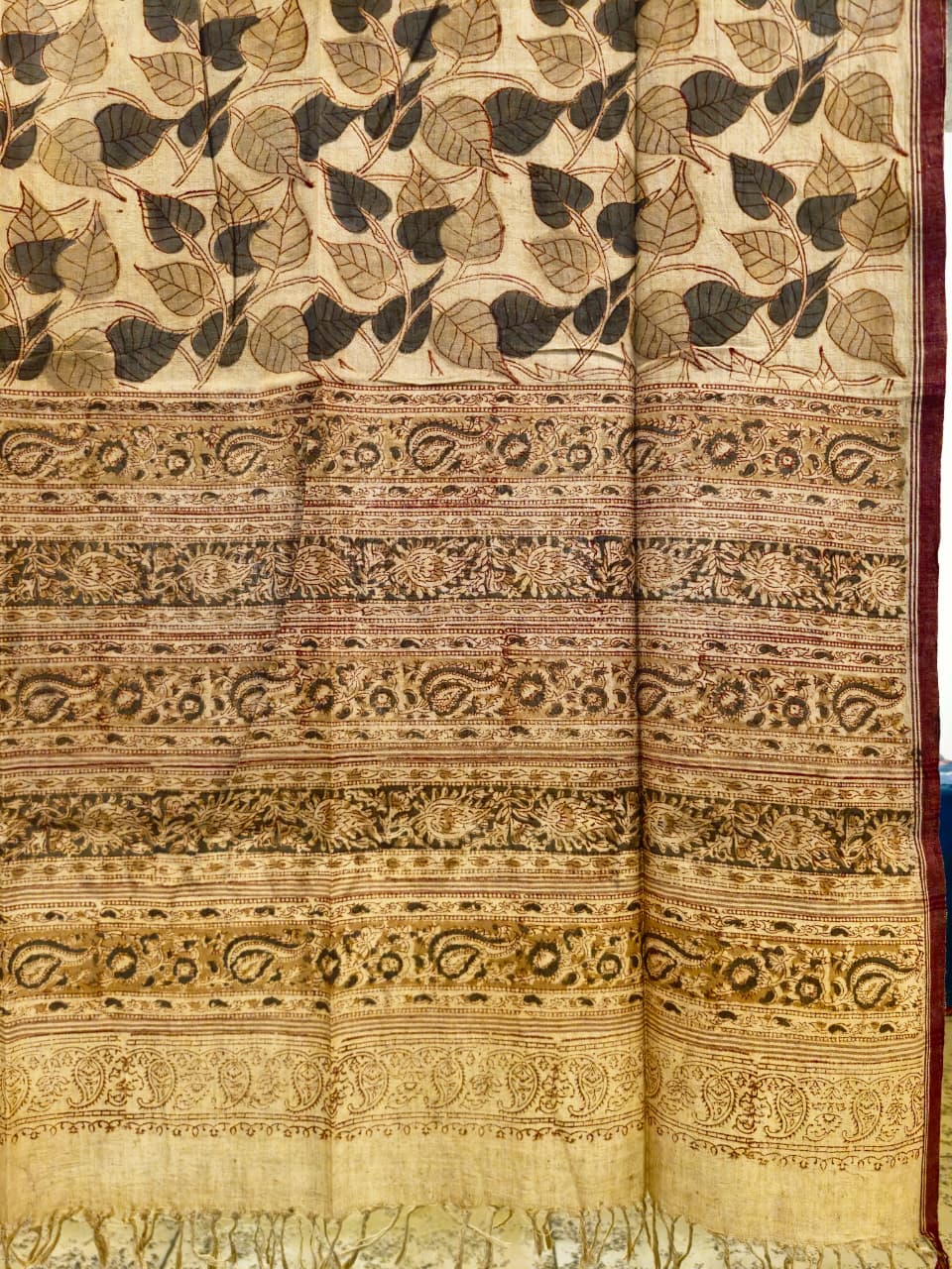 KALAMKARI DUPATTA : ANAR: OLIVE GREE:MADDER