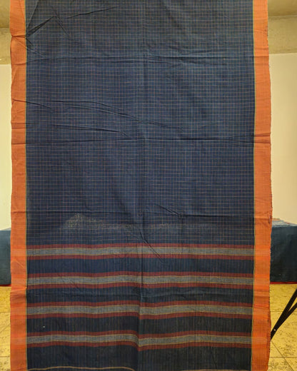 GEOMETRIC SAREE : DARK INDIGO : MANJISHTHA
