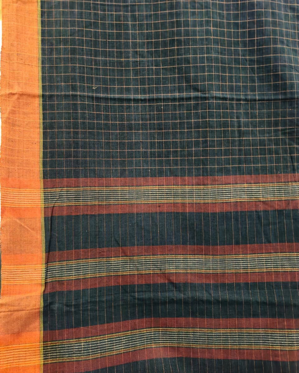 GEOMETRIC SAREE : DARK INDIGO : MANJISHTHA