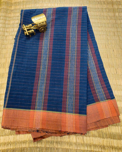 GEOMETRIC SAREE : DARK INDIGO : MANJISHTHA