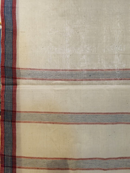 SOLID SAREE : KORA : DARK INDIGO : ALIZARIN RED