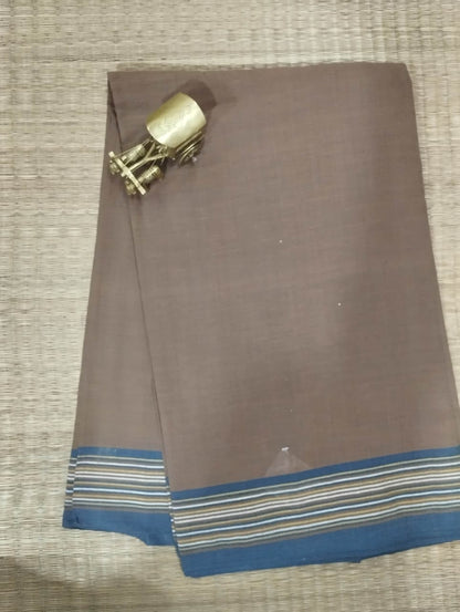CROSS COLOUR SAREE : KATHA BROWN : ANAR GREEN