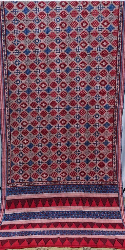 AJRAKH SAREE : INDIGO : MADDER : BLACK