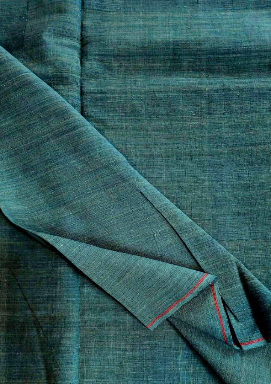 ORGANIC CROSS COLOUR FABRIC : INDIGO GREEN : BLACK