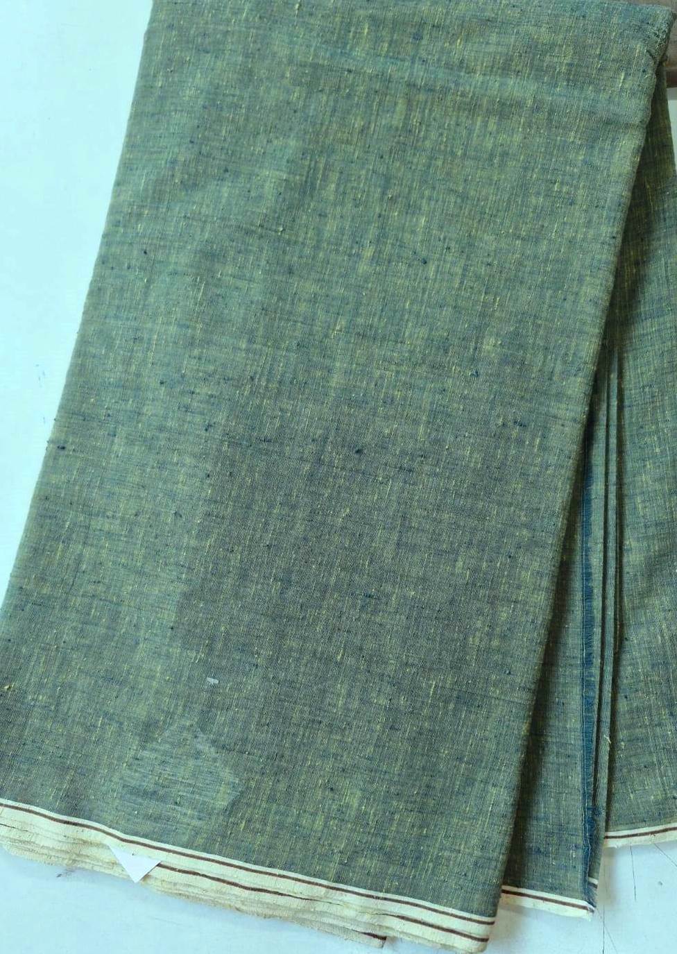 ORGANIC CROSS COLOUR FABRIC : INDIGO GREEN : ANAR YELLOW