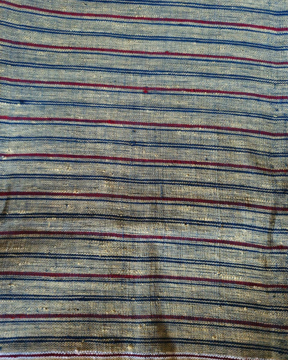 ORGANIC GEOMETRIC FABRIC:   INDIGO:KORA: ALIZARIN RED :ANAR